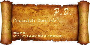 Preisich Daniló névjegykártya